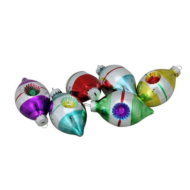 Glass Ornament Tear Drop XL Size Color PURPLE  6 pcs 